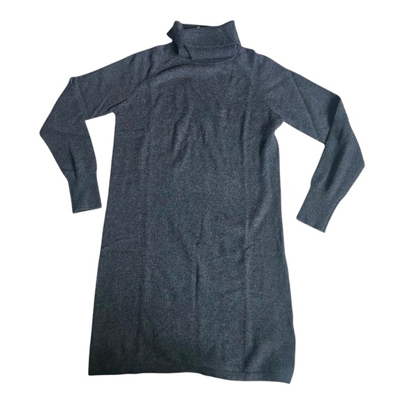 Quince Lightweight Mongolian Cashmere Turtleneck Sweater Dress Charcoal Gray S - Picture 3 of 5